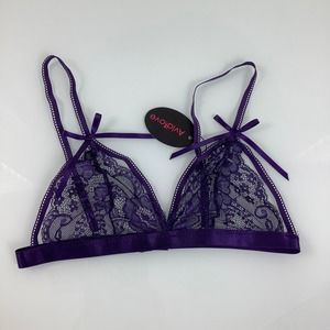 Avidlove Sexy Purple Lace Shear Bralette Bra size XS NWT